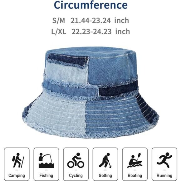 Unisex Denim Bucket Hat Washed Packable Summer Beach Sun Hat main image 6